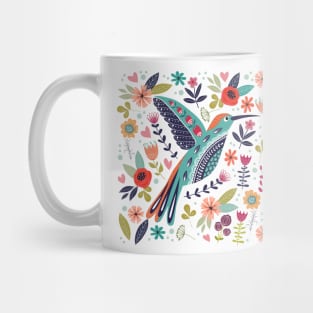 hand drawn bird colorful floral Mug